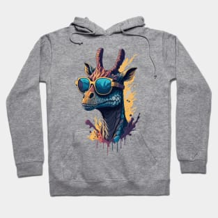 Cool Dinosaur  Giraffe Wearing Shades Hoodie